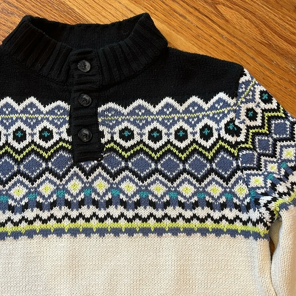 Gymboree Fair-isle Sweater in cream/navy.